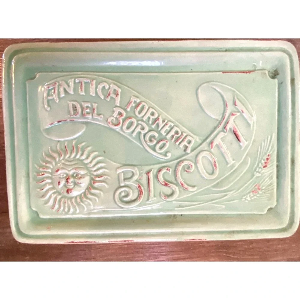 Sur La Table Salt Box Italian‎ Ceramic Lid Sale Antica Italy Biscotti Green Mint